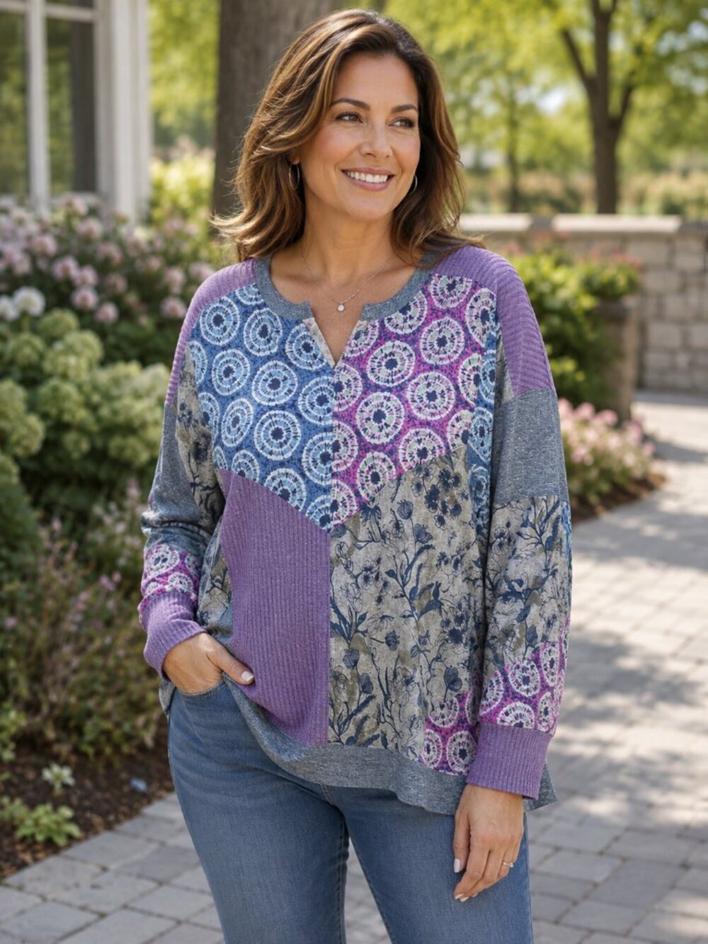COLDWATER CREEK Multi-color Contemporary Long Sleeve Sweater XL